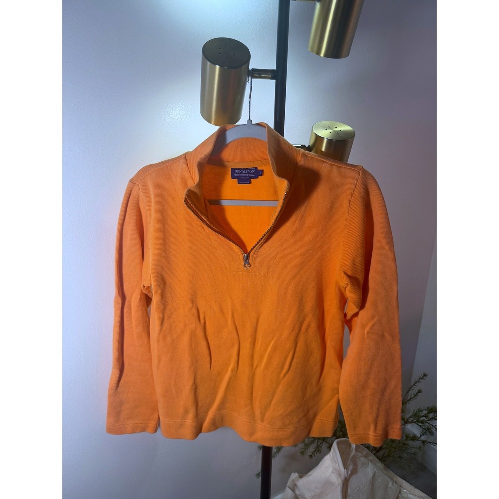 Pendleton quarter zip pullover golf 100 cotton SM boxy loose fit orange fall fit